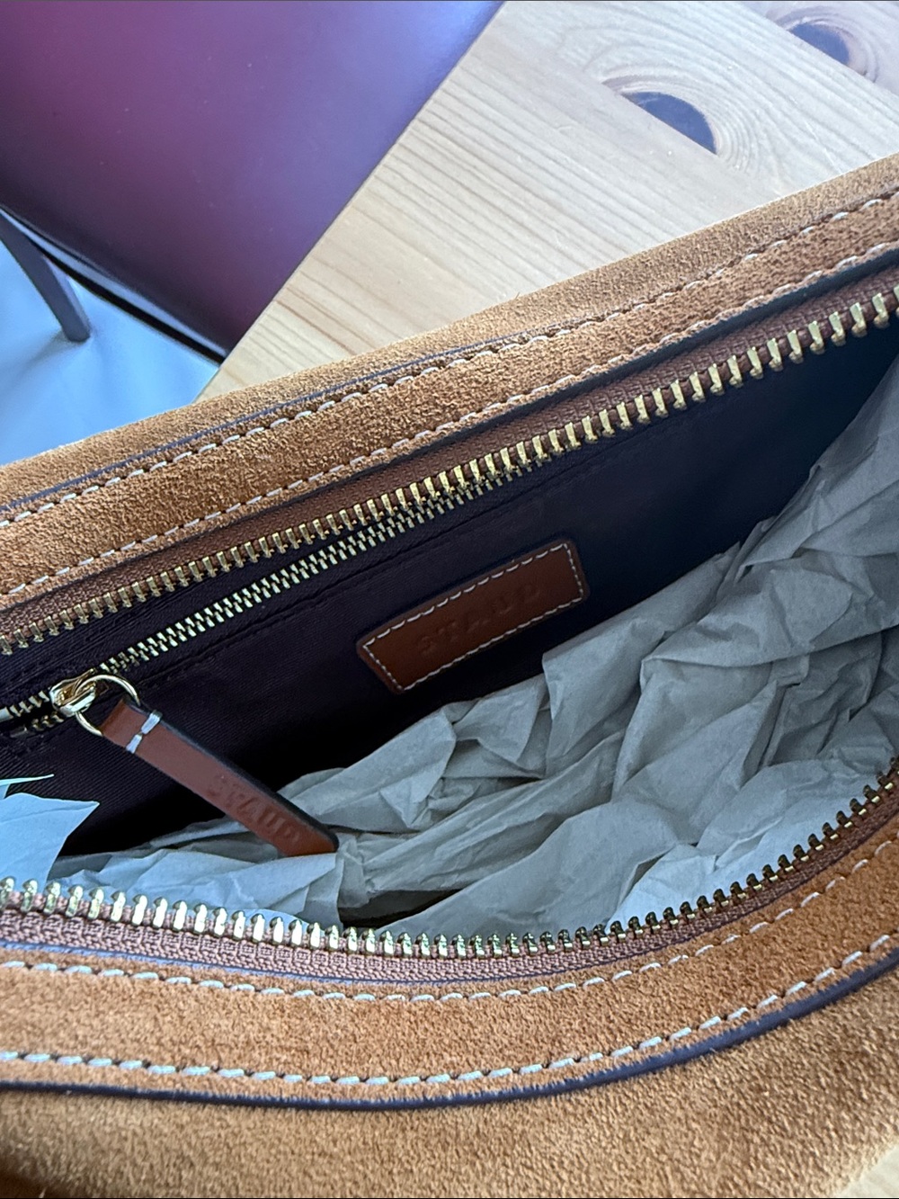 STAUD Pine Shoulder Bag, Tan Suede - Picture 10 of 10